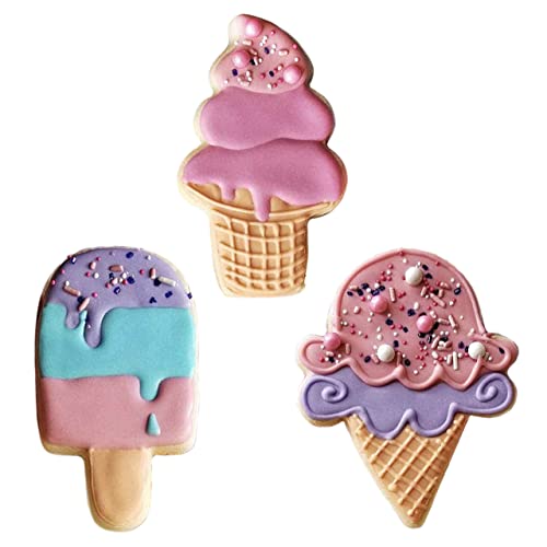 Ann Clark Ice Cream Cookie Cutters Set of 3, Made in USA - style: Ice Cream Set, 3-pc.