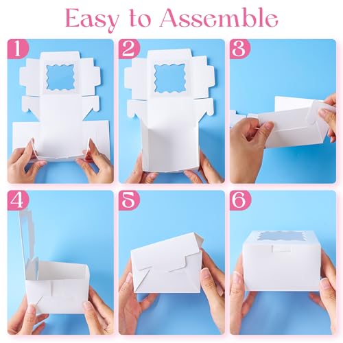 Homrelaxy 200 Pcs Cookie Boxes with Window, 4"x4"x2.5" Small Bakery Boxes