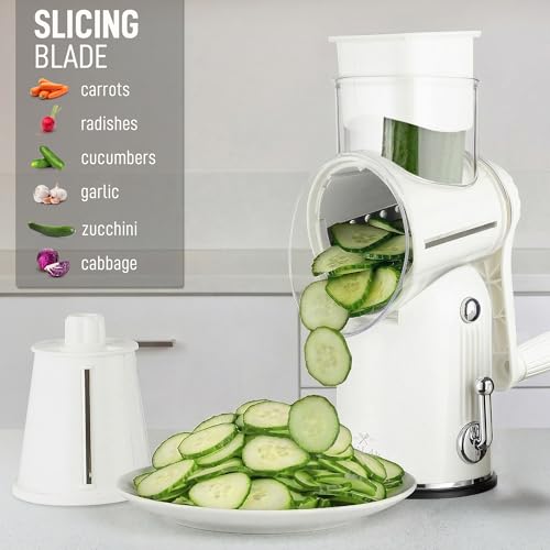 Rotary Cheese Grater Hand Crank, Vegetable Shredder - Classic White - color: 30 - White