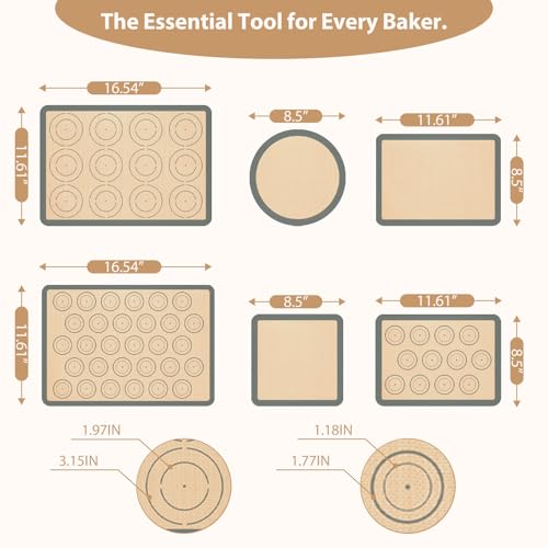 Silicone Baking Mat Set of 6, Oven Baking Sheets - size: set of 6