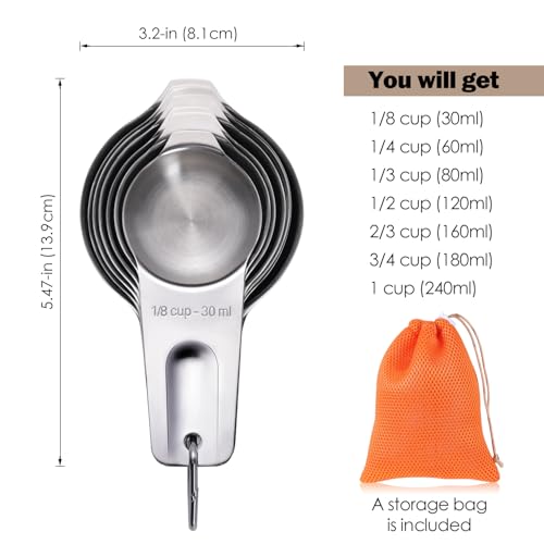 Measuring Cups Set, 7PCS Stainless Steel Engraved Markings Kitchen - size: 7PCS