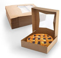MT Products Kraft Bakery Boxes 9" x 9" x 2.5" - Auto Pop-Up Pie or Cake Boxes with Window (Pack of 200) - Made in the USA - color: Brown