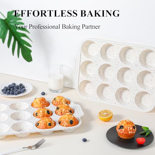 Vinino Silicone Muffin Pan with Reinforced Frame, Nonstick Cupcake Pan - size: Regular: 12-Cup x 2 Pcs