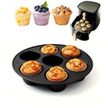 7 hole Non Stick Silicone Liners And Muffin Pan for Air Fryers - Reusable Baking Trays Easy to Release And Clean - color: Black