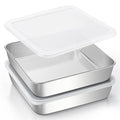 8x8 Inch Baking Pan with lid,18/0 Stainless Steel Square Cake Pan,Set of 2 - color: Flat lid