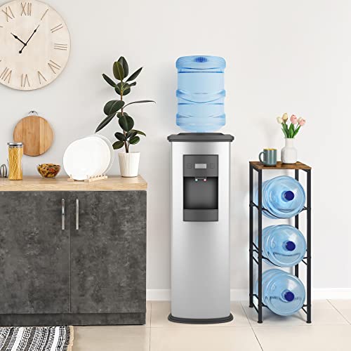 5 Gallon Water Jug Holder 3-Tier Water Bottle Storage Rack with Wood Top - style: Square Tube Brown