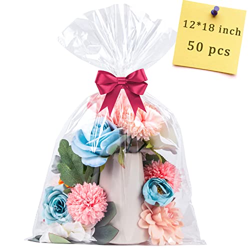 Clear Cellophane Bags,50 Packs 12x18 Inch Gift Wrap - size: 1 Count (Pack of 50)