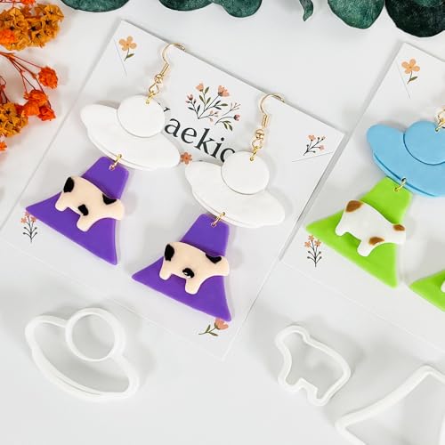 UFO Cow Polymer Clay Cutters Set - 3Pcs Alien Theme Clay Cutters for Earrings, Polymer Clay Molds, Halloween Clay Tools - color: P color