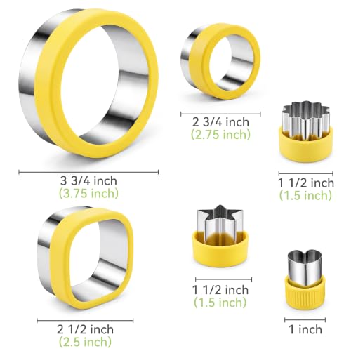 USLAI Cookie Biscuit Cutter Set (1, 1.5, 2.5, 2.75, 3.75 Inch) - size: 6 Shapes - Mixed