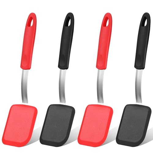 Gejoy 4 Pcs Silicone Turner Nonstick Flexible, Red, Black - color: Red, Black