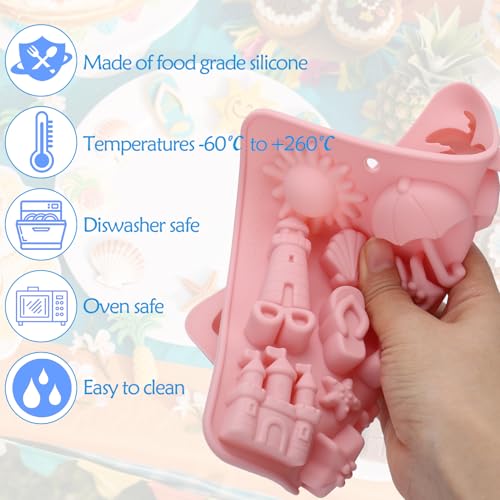 2Pcs Summer Beach Chocolate Silicone Molds Candy Chocolate Molds Cake Decor