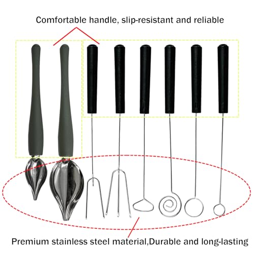 6 Candy Chocolate Dipping Fork + 2 Culinary Drawing Decorating Spoon Set - size: 6 Chocolate Dipping Tools+2 Decorating Spoon