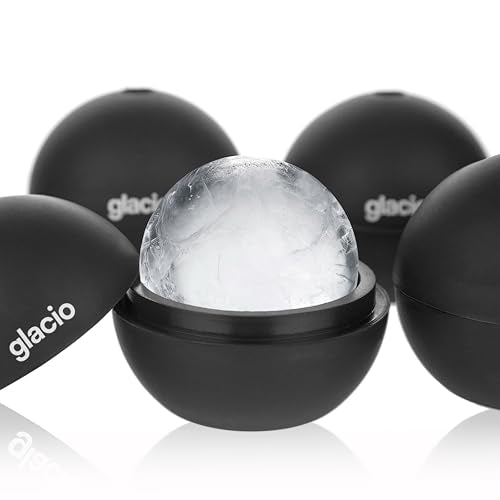 Round Ice Cube Molds, Large Whiskey Ice Ball Maker, Slow Melting - color: Ultra Clear 4PC (Black)