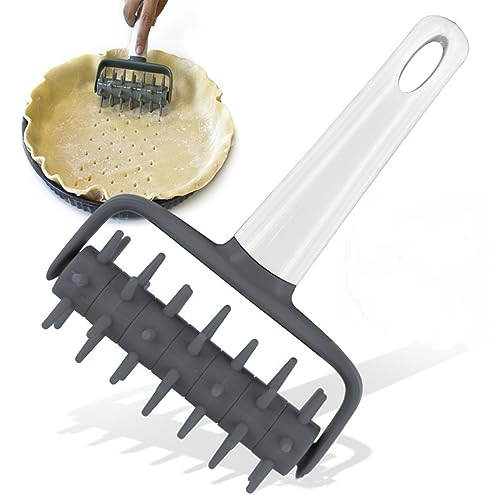 Pizza Dough Docker Roller - Bubble and Blistering Killer Time-Saver for Home Kitchen Pizza Making - Docking Tool Accessory - color: Gray