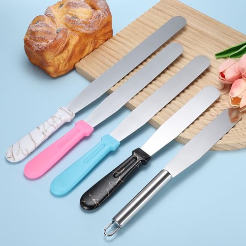 uxcell Cake Offset Spatula Set, 6/8" Icing Spatula 2pcs Silver,Straight - size: 6, 8"