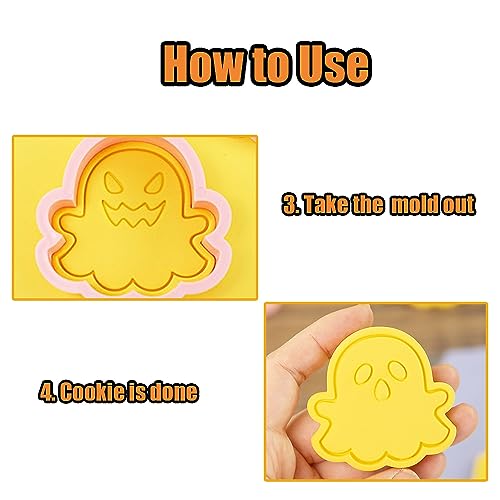 8 Piece Mini Ghost Cookie Cutters, 3d Halloween Cookie Stamps - color: Ghost