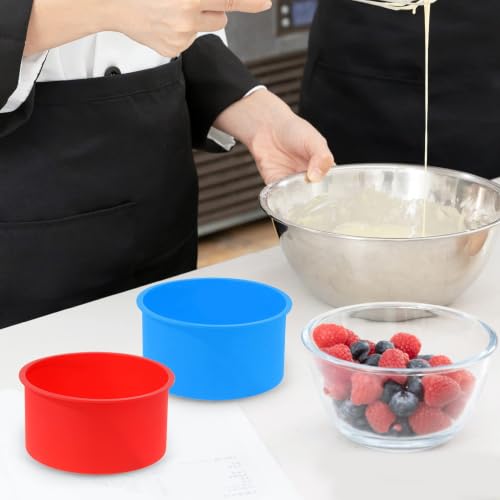 12pcs Silicone Cake Mold Baking Round Cake Molds 4 Inch Non-Stick Baking Pan Kitchen Silicone Cake Molds for Baking(Red, Blue, 4inch) - color: Red,Blue