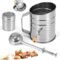 Large Rotary Flour Sifter Set, Stainless Baking with Hand Crank