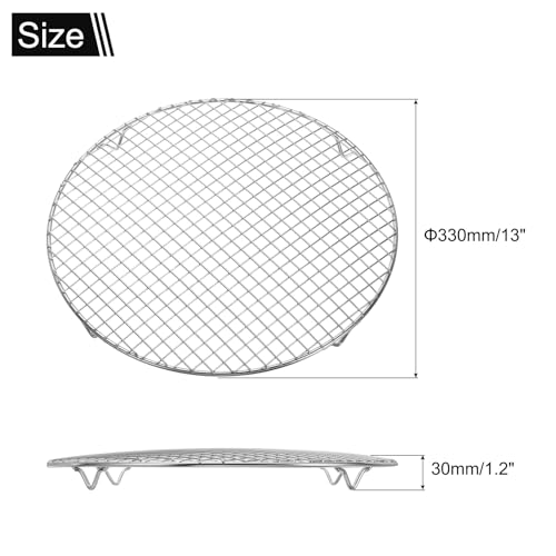 uxcell Round Cooking Rack 13 Inch Dia Stainless Steel Wire Cooling Steamer Rack for Baking Canning Cooking Roasting Cooling Grilling Drying, Silver - size: 13 Inch