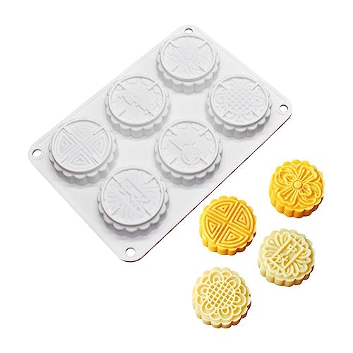 6 Flower Silicone Cake Mold Handmake DIY Bread Mould Silicone Moulds For Cake Mooncake Mold Cake Tools (Mooncake O_8.52 X5.8 X0.84 inch) - size: Mooncake O_8.52 X 5.8 X 0.84 inch