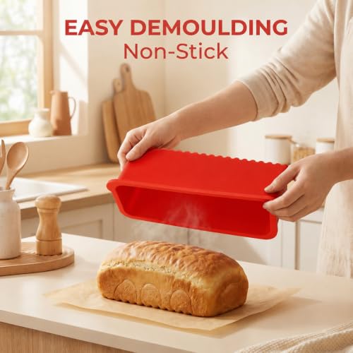 8 Pcs Silicone Bread Loaf Pan Set, Silicone Loaf Pan for Baking Bread
