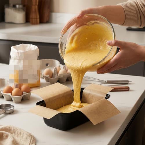 100 Pcs Loaf Pan Liners,Bread Pan,Unbleached Parchment Paper Loaf Pan Liners - Pre Formed Disposable Greaseproof Paper, Non-Stick Air Fryer Liner for Baking 9x5 Inch Bread, Cakes (10inch)