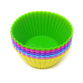 "Honbay 12PCS Silicone Reusable Cake Cups Sets Baking Cups Nonstick Muffin Cups Cake Liners Molds Cupcake Holders for Making Muffin, Chocolate, Bread (6 Color, 2.76 Inch)" - style: Round
