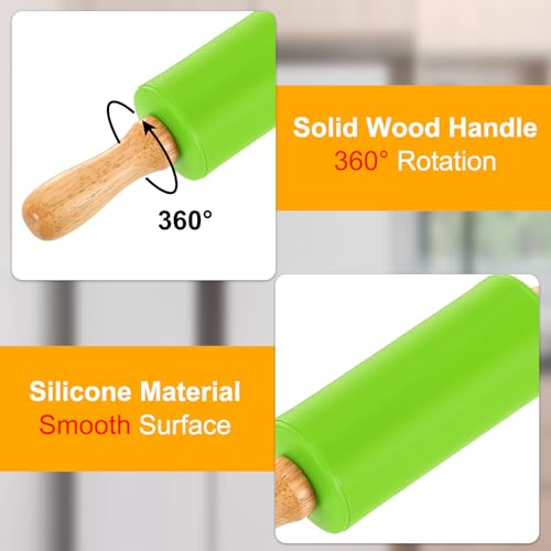 uxcell 4 Inch Silicone Rolling Pin Small Dough Roller Green - color: Green, size: 4 Inch