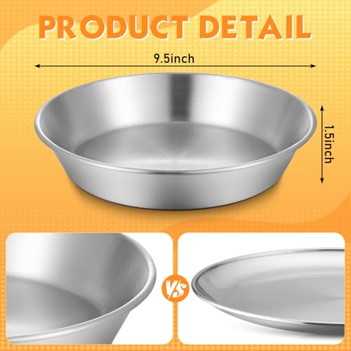3 Pcs Deep Stainless Steel Pie Pan Set - Thickened Metal Baking Pans for Oven, Rust Proof Pie Plates for Kitchen(9.5 Inches,Standard Version) - size: 9.5 Inches, style: Standard Version