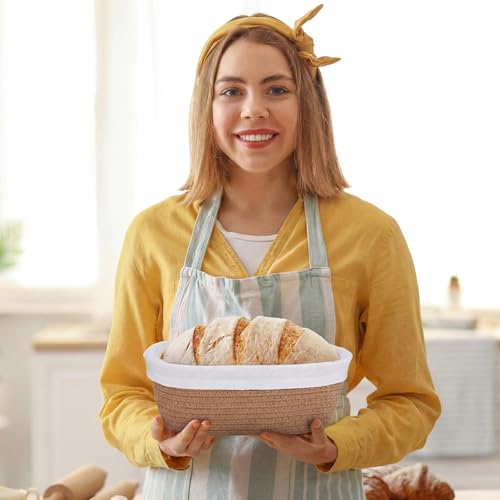 4 Pcs 10 Inch Cotton Rope Banneton Bread Proofing Basket Set Oval Banneton Basket Sourdough Bread with Liners Covers for Baking Supplies (Earth Tones) - color: Earth Tones, size: 10 Inch