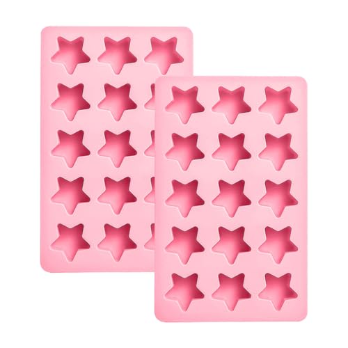 2-Pack Star Shape Candy & Chocolate Silicone Mold, Pink, Non-Stick - size: Star