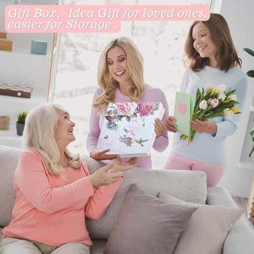 ONEUSTAR Porcelain 3 Tier Serving Tray Floral Dessert Stand with Gift Box - color: Pink