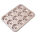 Donut Pan, 12-Cavity Non-Stick Dount Mold Cake Pan Pattern Doughnut Bakeware for Oven Baking (Champagne Gold) - size: 12 Cavity Round
