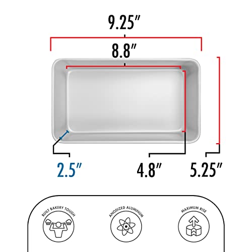 Fat Daddio's BP-5643 Anodized Aluminum Bread Loaf Pan, 9 x 5 x 2.5 inch - size: 9 x 5 x 2.5 Inch