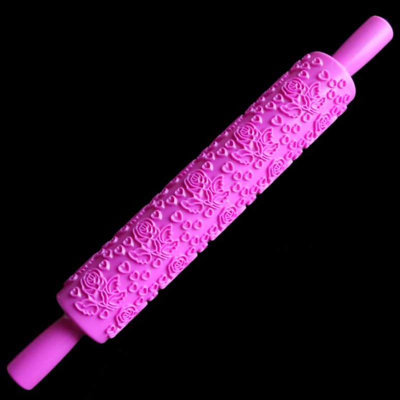 Ciieeo 4Pcs Embossed Rolling Pins Food Grade Fondant Cake Decorating Tool for Sugar Paste Marzipan Pastry Dough Pie Crust Diy Baking and Craft Clays 14.17In