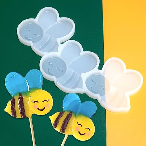 mostsom Silicone Lollipop Molds,Chocolate Candy Mold Lollypop Sucker Molds Flower Honeycomb Chocolate Hard Candy Molds No Sticks 2PCS (E_ Bee) - size: E_ Bee