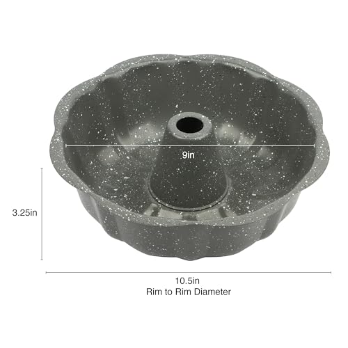 David Burke 9" Fluted Bake Pan – Carbon Steel Bundt Cake Pan – Gray Speckle - color: Gray Speckle, size: 9" Fluted Bake Pan