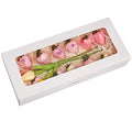 RIFMEAE 24-Pack 14" x 6" x 2.5" Cookie Boxes with Window, Strawberry Boxes, Auto-Popup Bakery Boxes, White Treat Boxes for Strawberries, Cookies, Muffins and Pastries