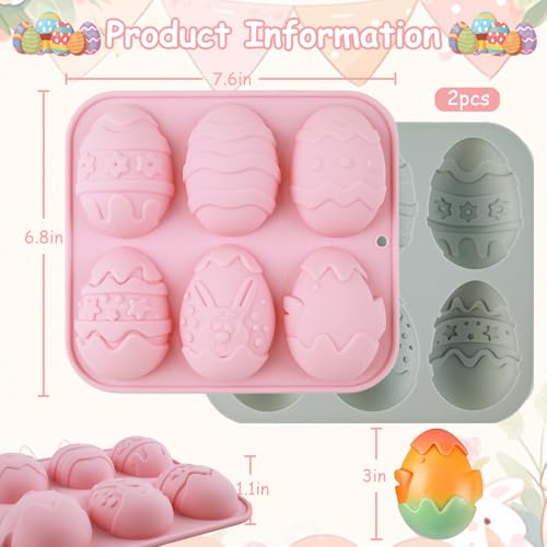 Morofme Easter Egg Silicone Molds Easter Cake Mold Bunny Chocolate Molds Rabbit Muffin Silicone Mold Half Eggs Shaped Moulds Bunny Baking Pan for Cupcake Candy Jello Pudding Mousse Soap - color: Easter