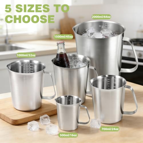 Stainless Steel Metal Measuring Cup w/Handle for Liquid,16&16oz - size: 16 oz+16 oz