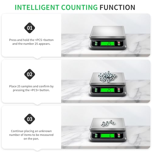 Large Digital Kitchen Scale40kg Stainless Stee with 6 Unit Tare PCS Funtion - color: Grey-40kg, size: Grey-40kg