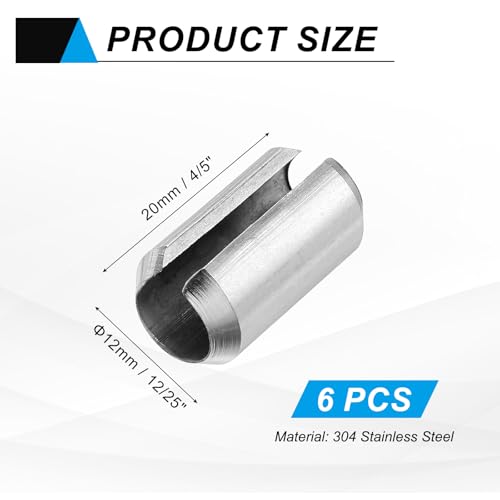 MECCANIXITY 6Pcs Slotted Split Roll Pins 12/25 Inch(12mm) Dia. 4/5 Inch(20mm) Length Steel Spring Tension Expansion Dowels for Secure Fastening, Silver - size: 12/25 Inch(12mm) Dia. 4/5 Inch(20mm) Length