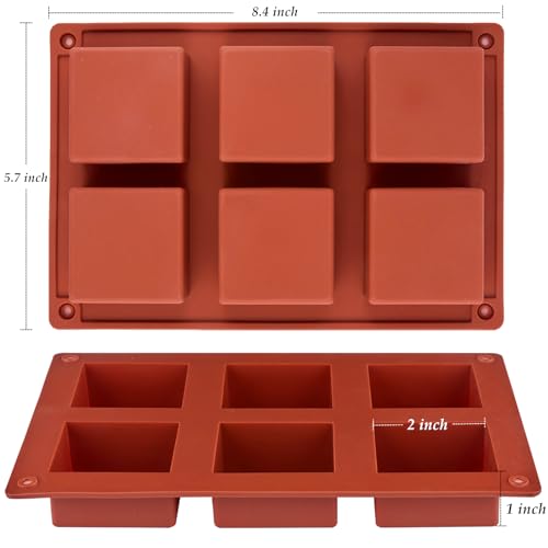 JOERSH Square Cake Silicone Molds, 3 Pack, 2" x 2" x 1" - color: 3 Pcs: 6 Cups, 2x2x1 Inch