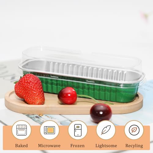 50 Pack 6.8oz Mini Cake Pans with Lids, Dark Green - color: Dark Green, size: Rectangle
