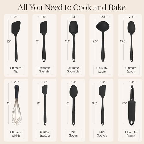 GIR: 10-Piece Silicone Ultimate Kitchen Utensils Set – Black - color: Black, size: 10 - Piece Set