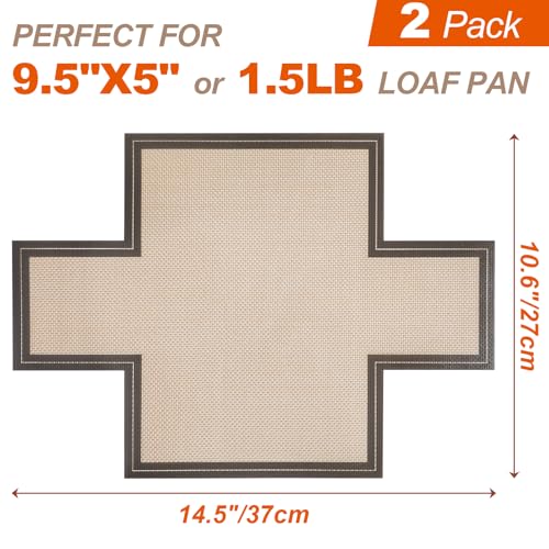 Silicone Bread Loaf Pan Liner, 2 Pack Reusable Silicone Bread Sling Loaf Pan Lifters for 9x5" or 1.5lb Loaf Pans, Nonstick Dough Transfer Tool for Baking