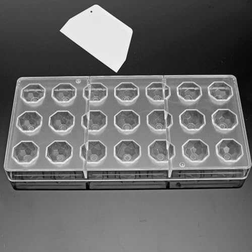 21 Grid Chocolate Candy Mold PC Polycarbonate Chocolate Making Mould with Scraper (Diamond) - color: Diamond