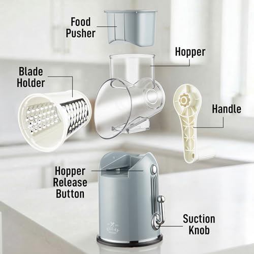 Rotary Cheese Grater Hand Crank, Vegetable Shredder - Classic Gray - color: 26 - Gray