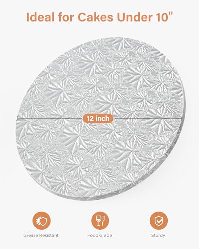 Kootek Cake Board 12 Inch Round Cake Drum Base para Pastel, 1 Pack Silver - color: Silver, size: 12 Inch