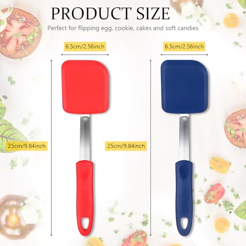 2Pcs Mini Silicone Cookie Brownie Spatula, Solid Flat, Red,Blue - color: Red,Blue, style: Solid Flat